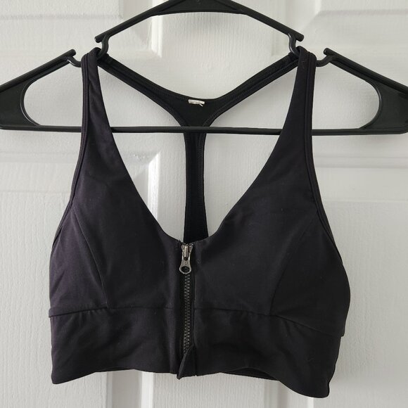 Lululemon Black Zipper Zip Up Racerback Sports Bra - Size 4 - Picture 1 of 4